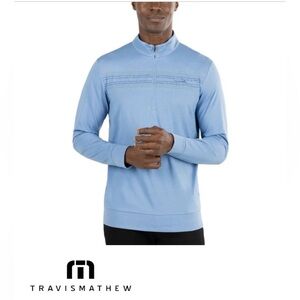 Travis Mathew Blue Quarter Zip Heritage Golf Pullover-L